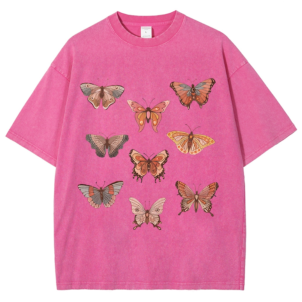 Butterfly Specimen Vintage Snowflake Washed T-Shirt-moweekender