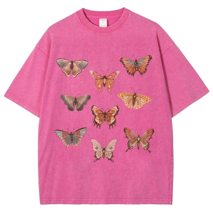 Butterfly Specimen Vintage Snowflake Washed T-Shirt-moweekender