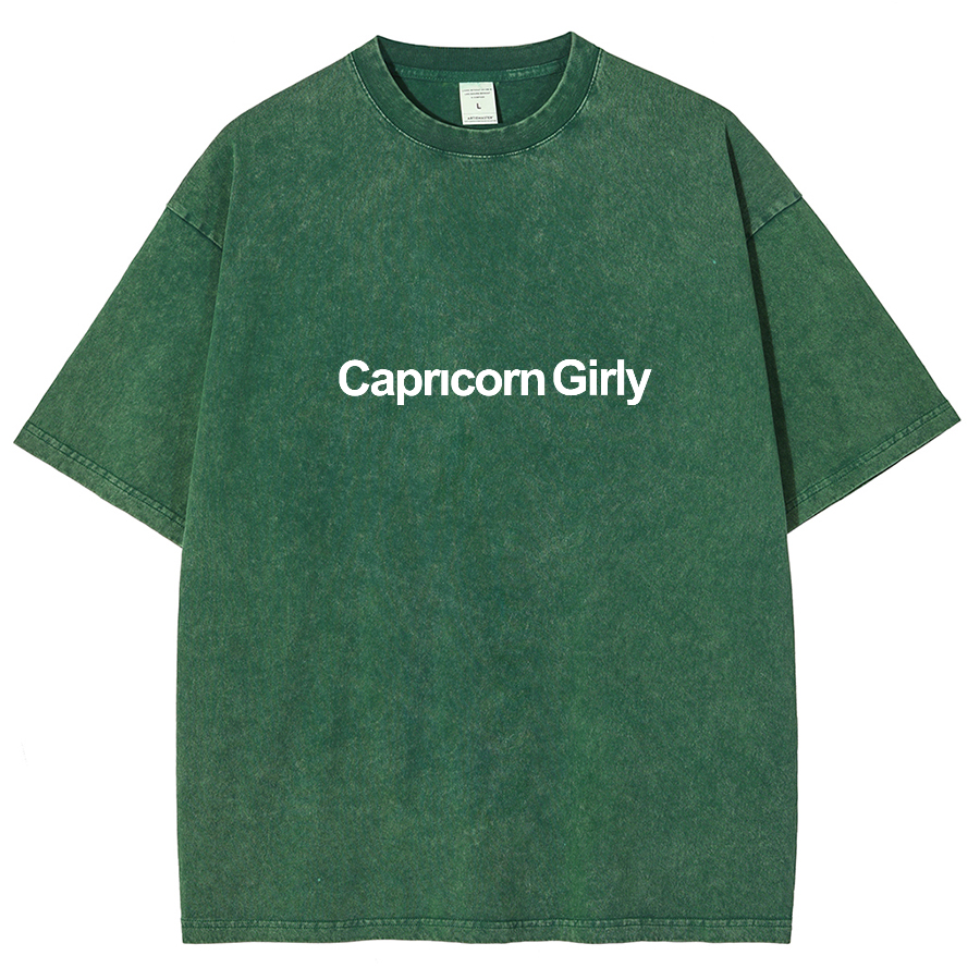 Capricorn Girly Unisex Fit Washed Oversized T-Shirt-moweekender