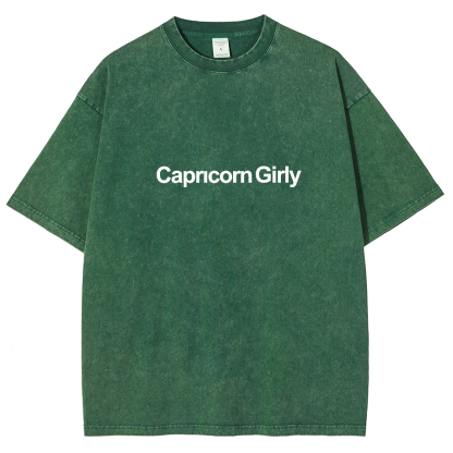 Capricorn Girly Unisex Fit Washed Oversized T-Shirt-moweekender