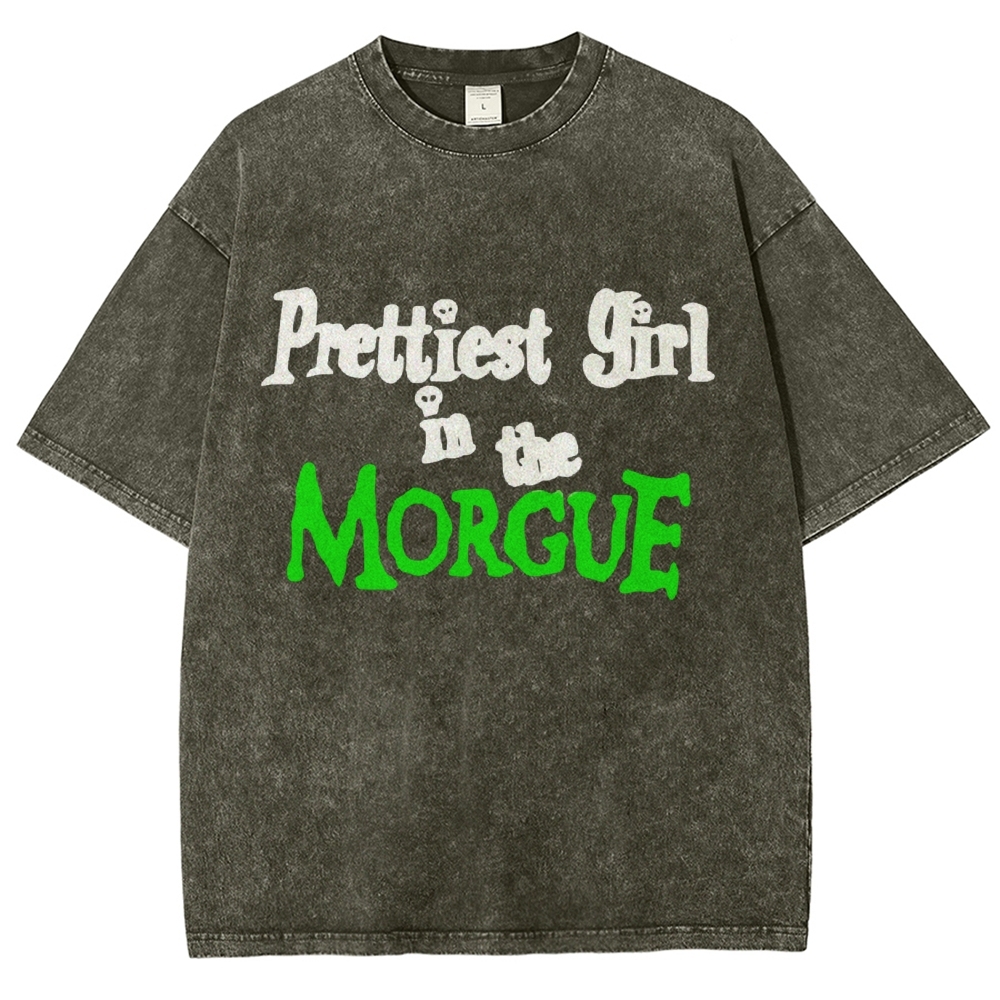 Prettiest Girl in The Morgue Vintage Snowflake Washed T-Shirt-moweekender