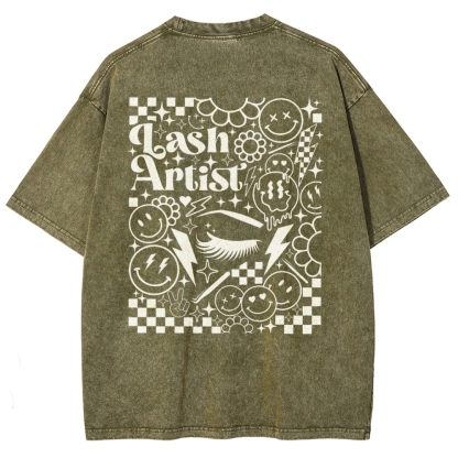 Lash Artist Vintage Snowflake Washed T-Shirt-moweekender