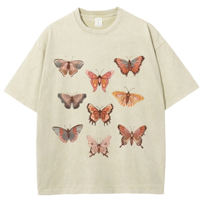 Butterfly Specimen Vintage Snowflake Washed T-Shirt-moweekender