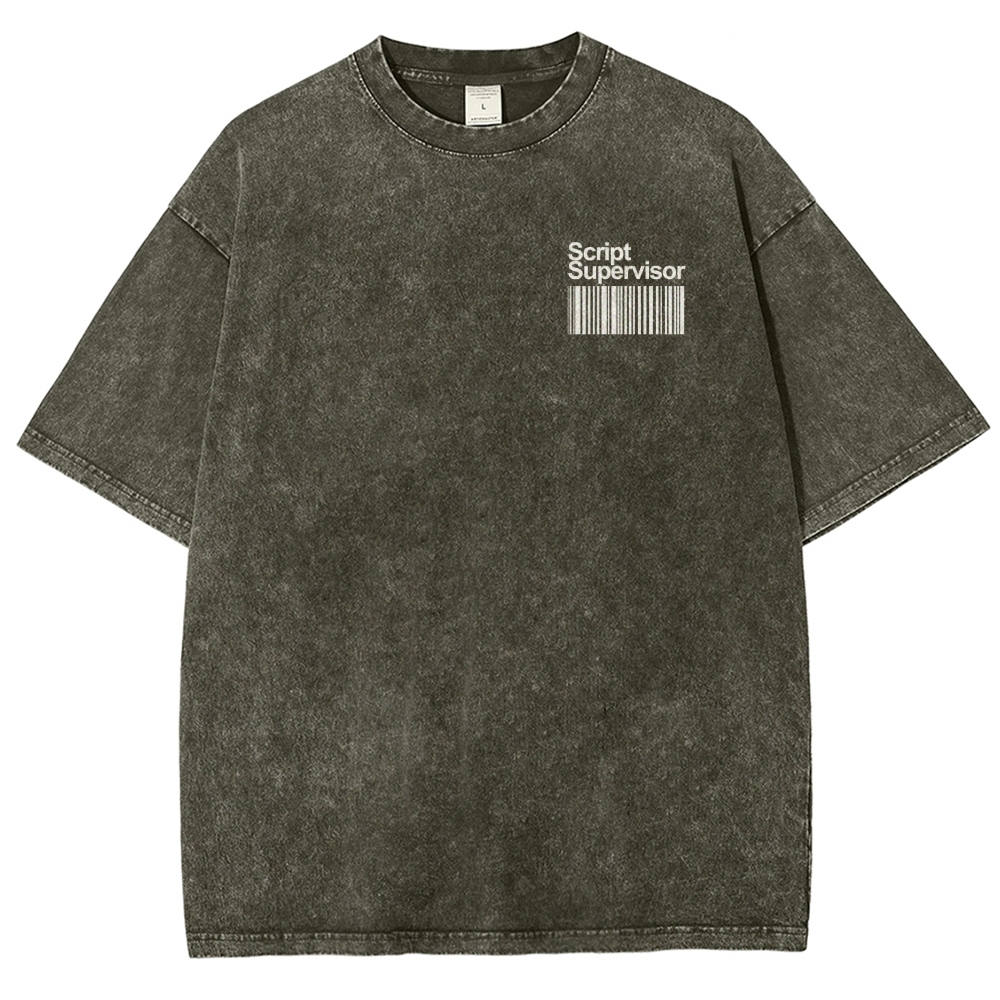 Script Supervisor Pattern Washed Vintage Short Sleeves T-Shirt-moweekender