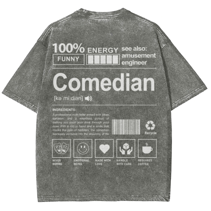 Comedian Pattern Washed Vintage Short Sleeves T-Shirt-moweekender