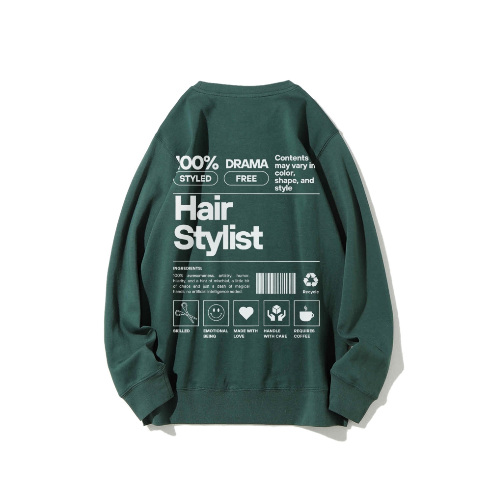 Hair Stylist Crew Neck Long Sleeve Sweatshirt-moweekender