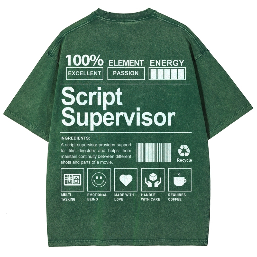 Script Supervisor Pattern Washed Vintage Short Sleeves T-Shirt-moweekender