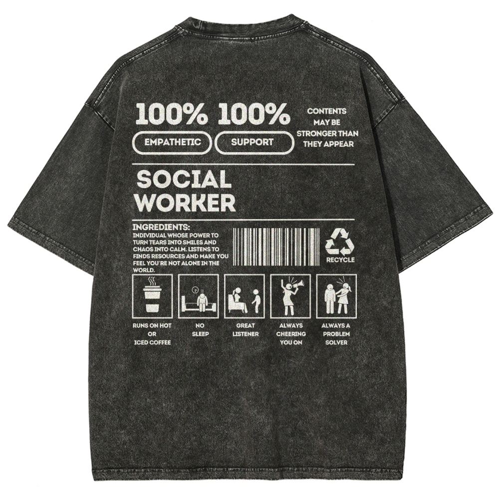 Social Worker Addcustom Unisex Fit Washed T-Shirt