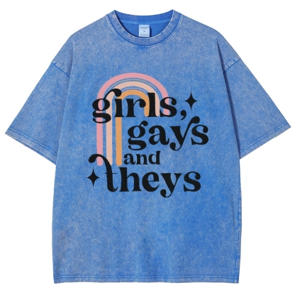 Girls Gays And Theys Vintage Snowflake Washed T-Shirt-moweekender