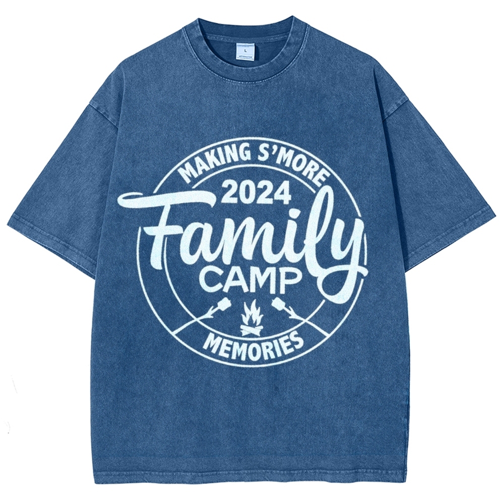 Family Camp Vintage Snowflake Washed T-Shirt-moweekender