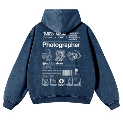 Photographer Addcustom Casual Washed Hoodie