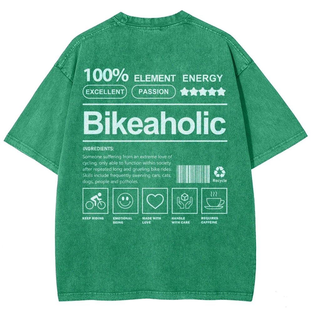 Bikeaholic Unisex Fit Washed T-Shirt-moweekender