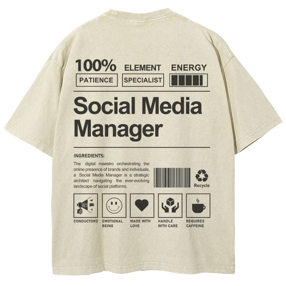 Social Media Manager Unisex Fit Washed T-Shirt-moweekender