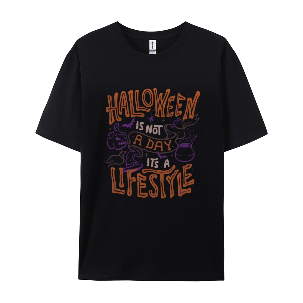Halloween is life Cotton Short-Sleeved T-Shirt-moweekender