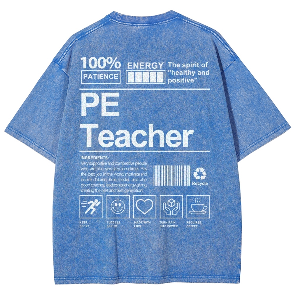 PE Teacher Unisex Fit Washed T-Shirt-moweekender
