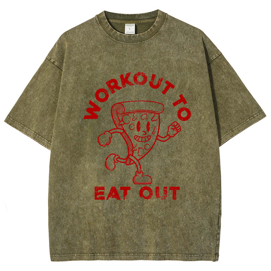 Workout To Eat Out Unisex Fit Washed T-Shirt-moweekender