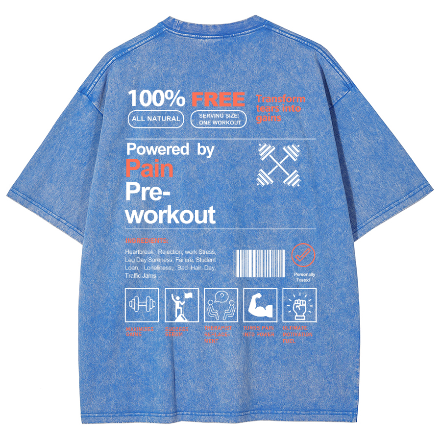 Powered By Painpre-Workout Unisex Fit Washed Oversized T-Shirt-moweekender