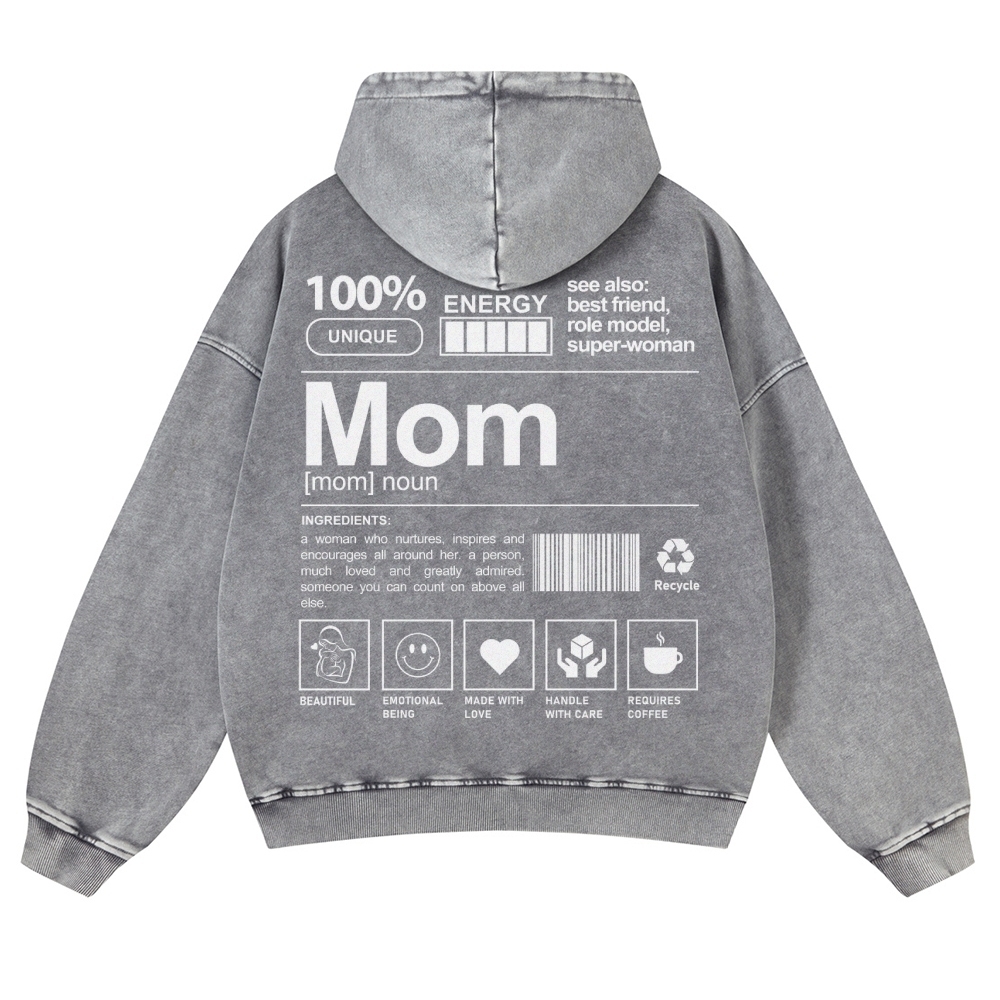 Mom Printed Vintage Washed Hoodie-moweekender