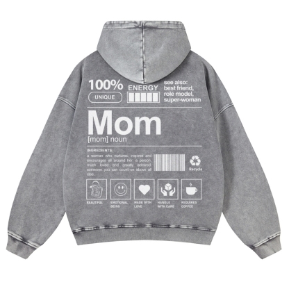 Mom Printed Vintage Washed Hoodie-moweekender
