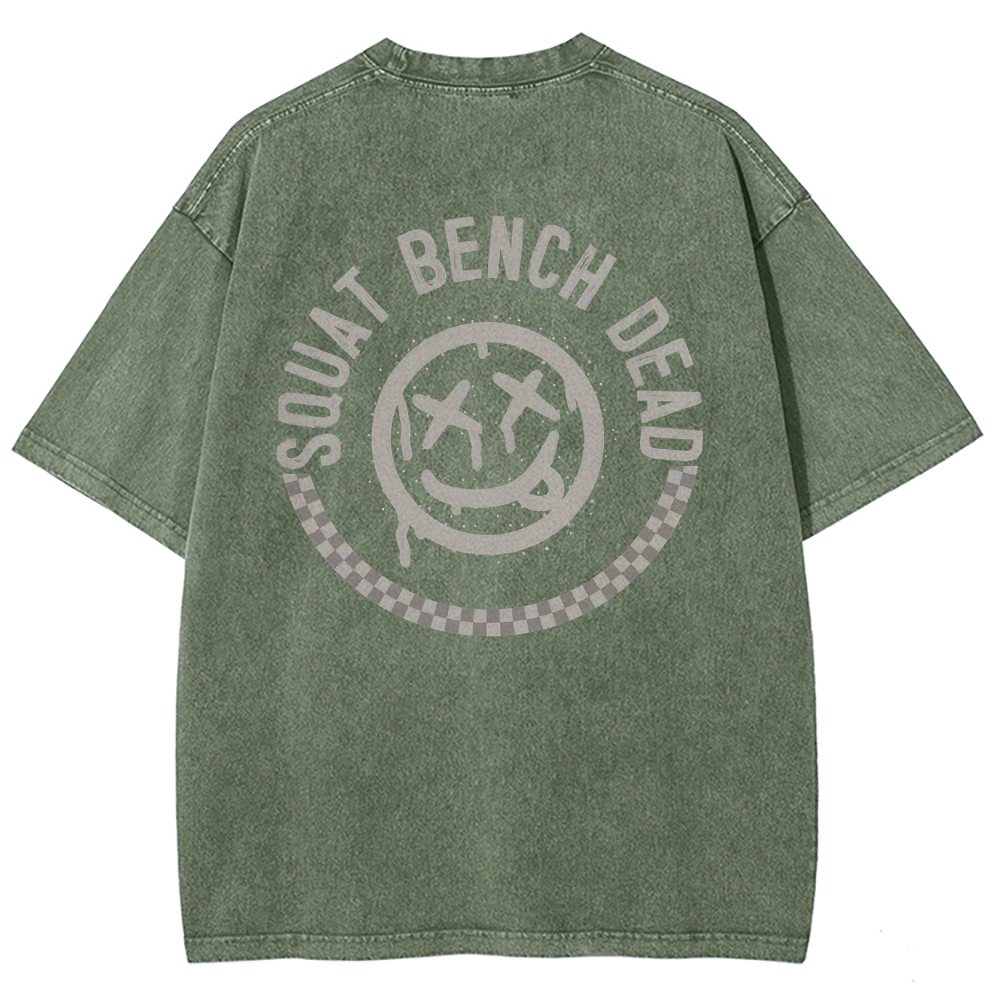 Squat Bench Dead Vintage Snowflake Washed T-Shirt-moweekender