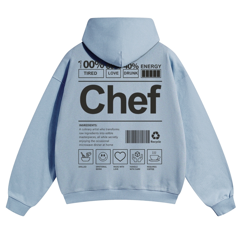 Chef Are 100%Tired 60%Love 40%Drunk Solid Color Hoodie