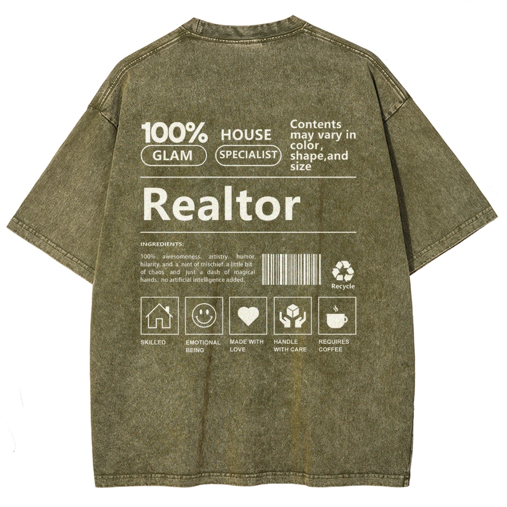Realtor Vintage Snowflake Washed T-Shirt-moweekender
