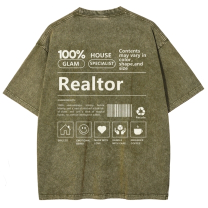 Realtor Vintage Snowflake Washed T-Shirt-moweekender