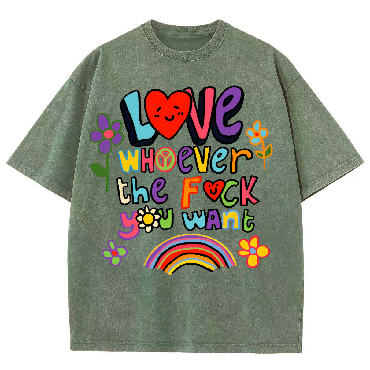 Love Whatever What Unisex Fit Washed Oversized T-Shirt-moweekender