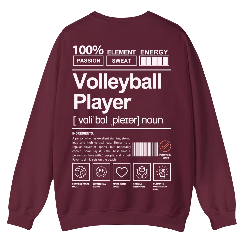 Volleyball Player Printed Crew Neck Sweatshirt-moweekender