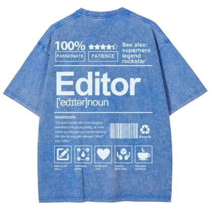 Editor Pattern Washed Vintage Short Sleeves T-Shirt-moweekender