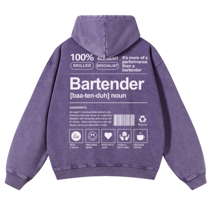 Bartender Printed Vintage Washed Hoodie-moweekender