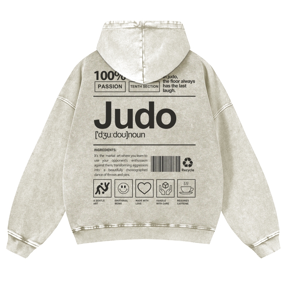 Judo Printed Vintage Washed Hoodie-moweekender