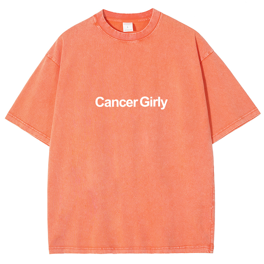 Cancer Girly Unisex Fit Washed Oversized T-Shirt-moweekender