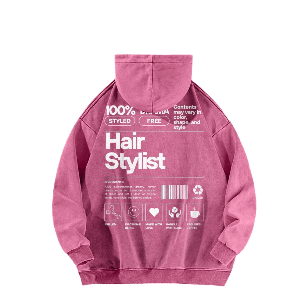 Hair Stylist Washed Hoodie-moweekender