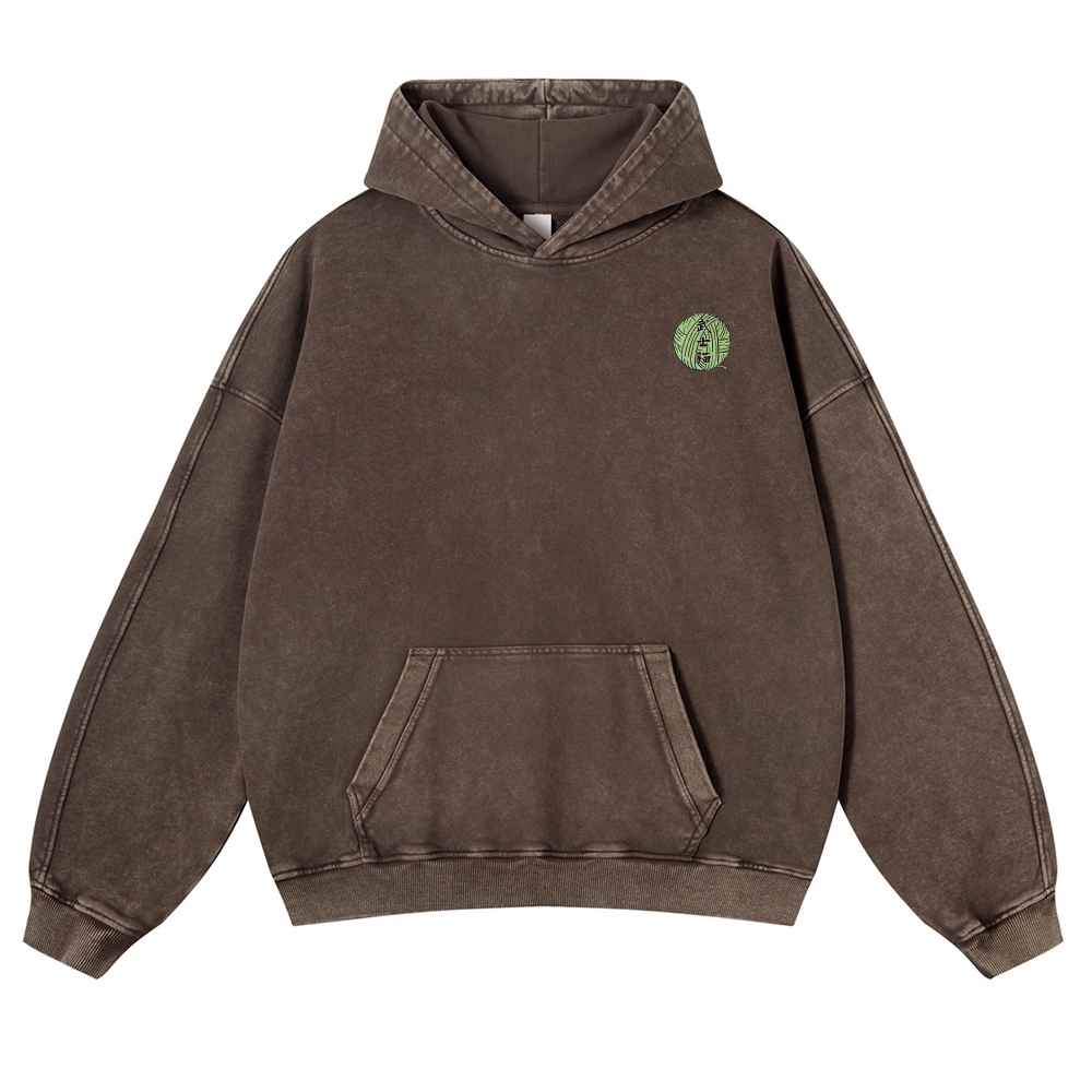 Japan Samurai Cat Vintage Washed Hoodie-moweekender