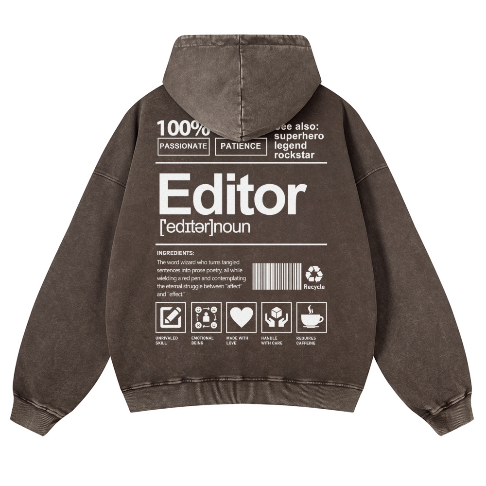 Editor Printed Vintage Washed Hoodie-moweekender