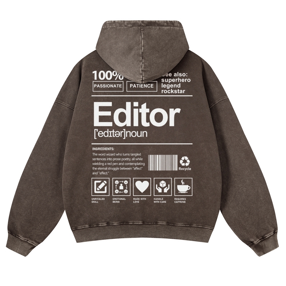 Editor Printed Vintage Washed Hoodie-moweekender