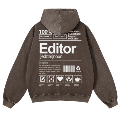 Editor Printed Vintage Washed Hoodie-moweekender