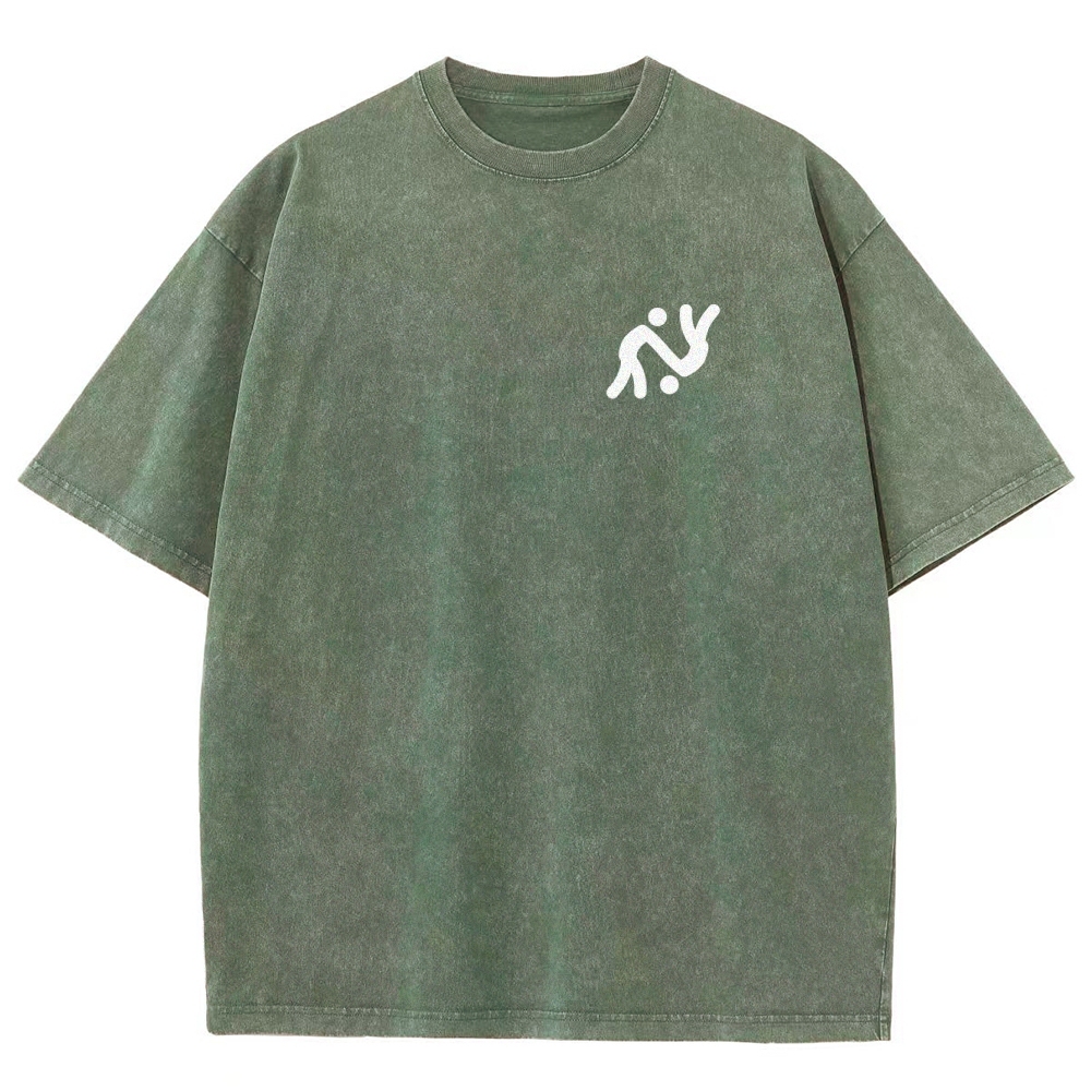 Judo Pattern Washed Vintage Short Sleeves T-Shirt-moweekender