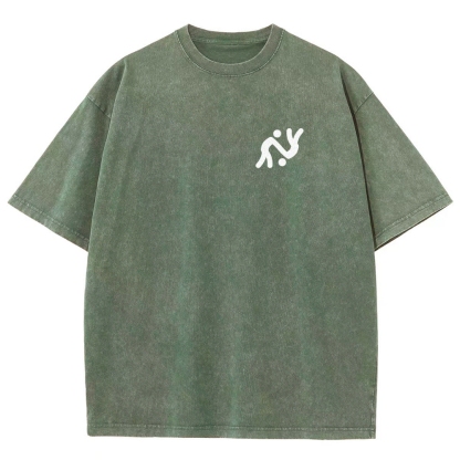 Judo Pattern Washed Vintage Short Sleeves T-Shirt-moweekender