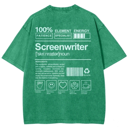 Screenwriter Pattern Washed Vintage Short Sleeves T-Shirt-moweekender