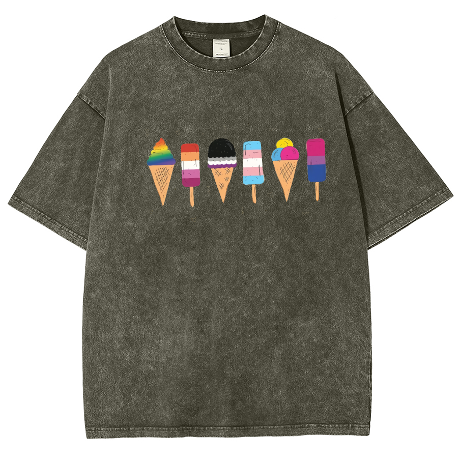 Pride Ice Cream Unisex Fit Washed Oversized T-Shirt-moweekender