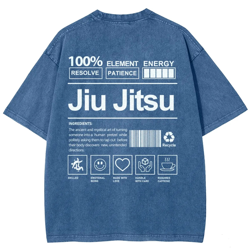 Jiu Jitsu Pattern Washed Vintage Short Sleeves T-Shirt-moweekender