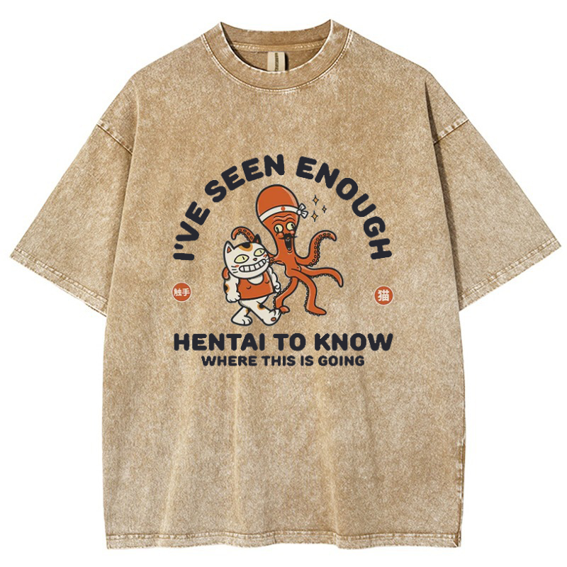 I've Seen Enough Hentai Vintage Snowflake Washed T-Shirt-moweekender