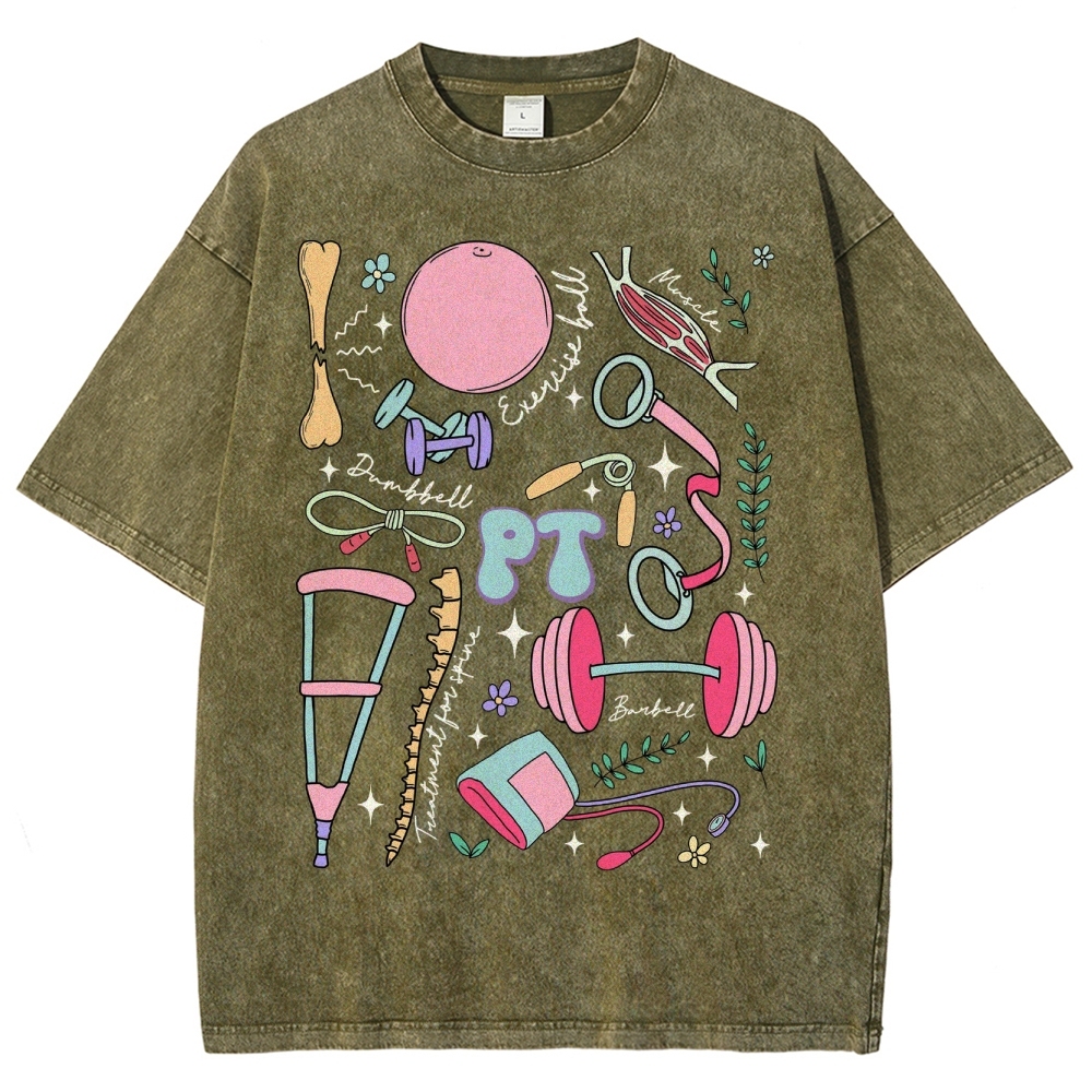 Physical Therapy Unisex Fit Washed T-Shirt-moweekender