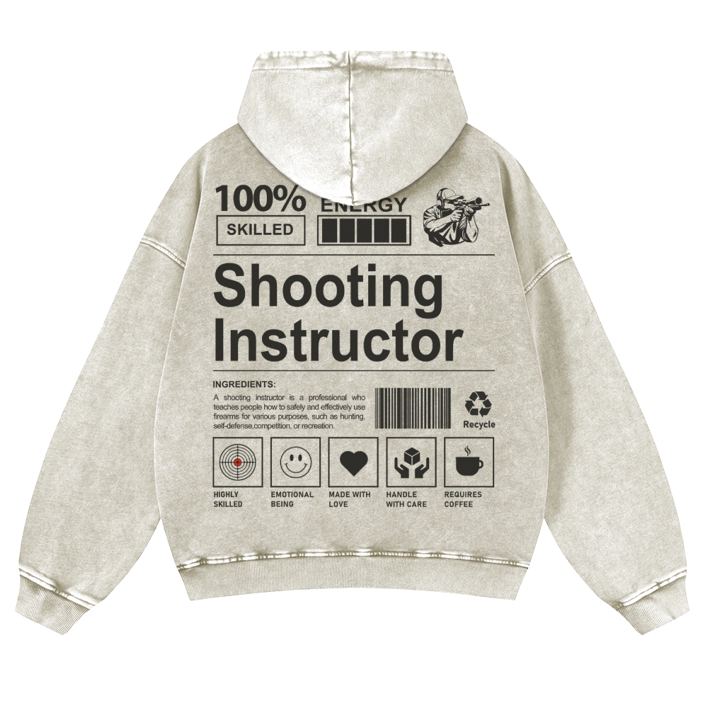 Shooting Instructor Printed Vintage Washed Hoodie-moweekender