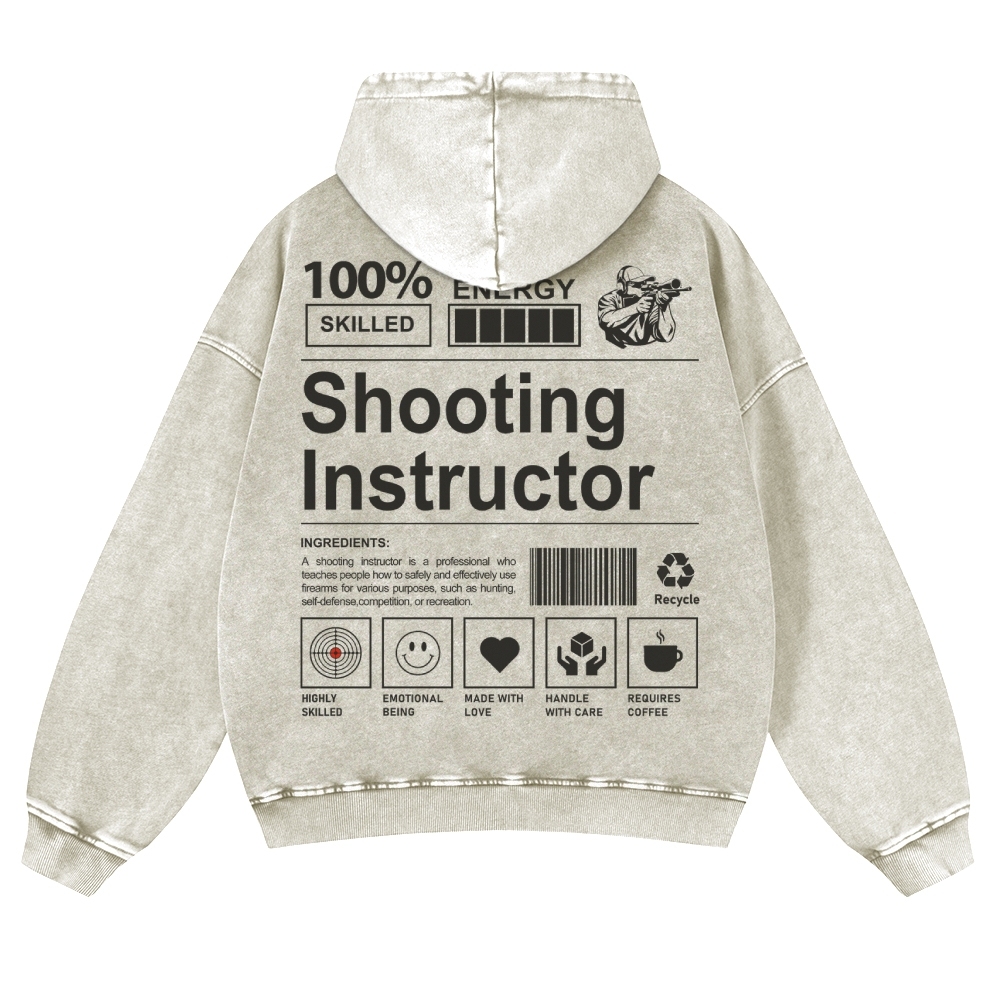 Shooting Instructor Printed Vintage Washed Hoodie-moweekender