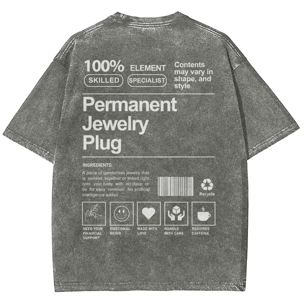Permanent Jewelry Plug Unisex Fit Washed T-Shirt-moweekender