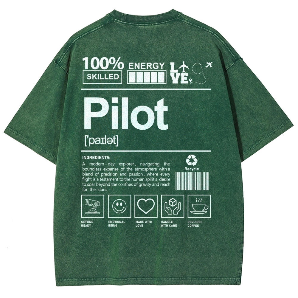 Pilot Unisex Fit Washed T-Shirt-moweekender