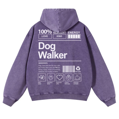 Dog Walker Printed Vintage Washed Hoodie-moweekender
